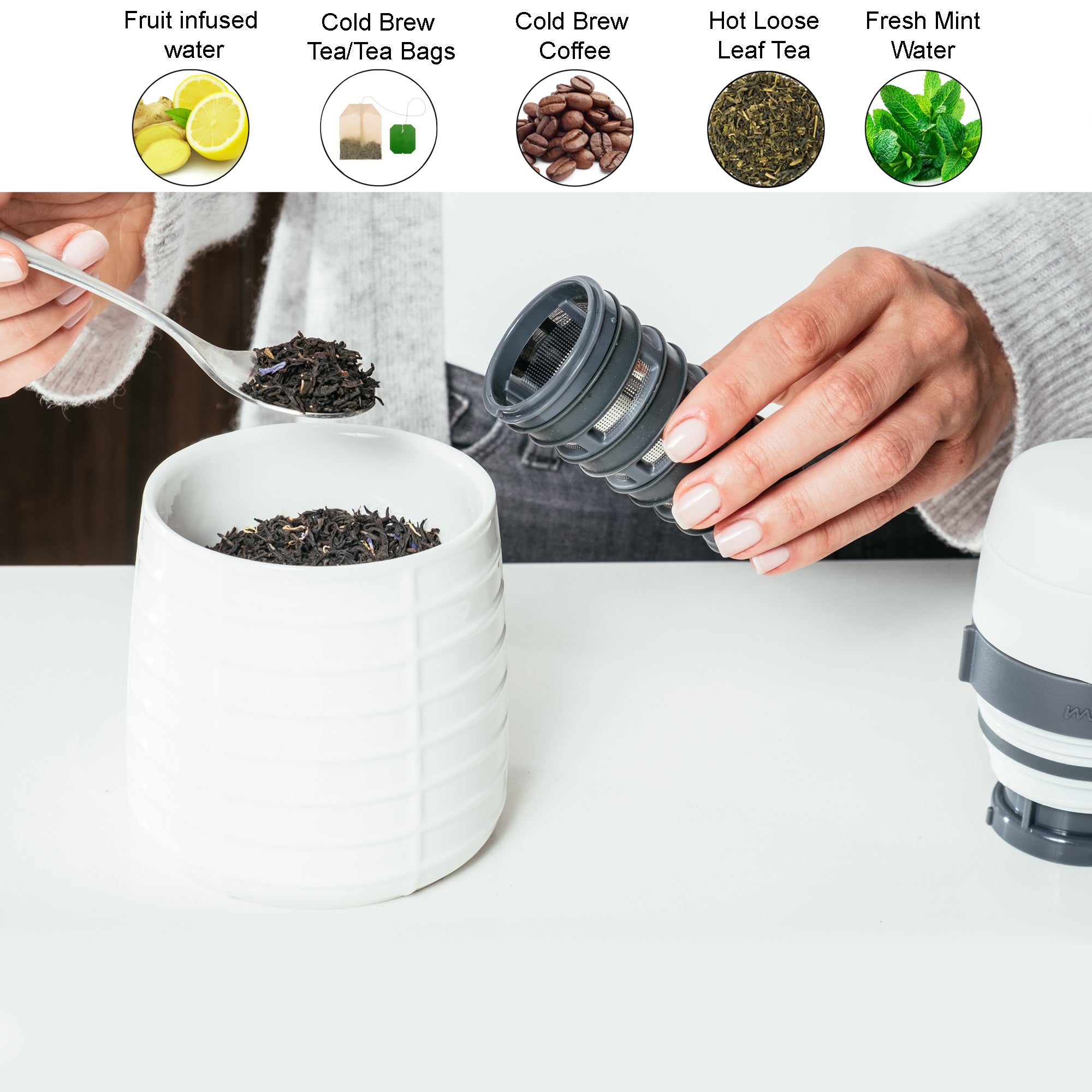 Mennä One, Start & Stop Steeping Infuser Lock Top Travel Mug, 12